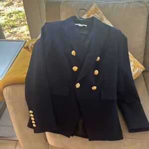 Like new VERONICA BEARD Miller Dickey Jacket Navy Blue Sz 4 gold buttons